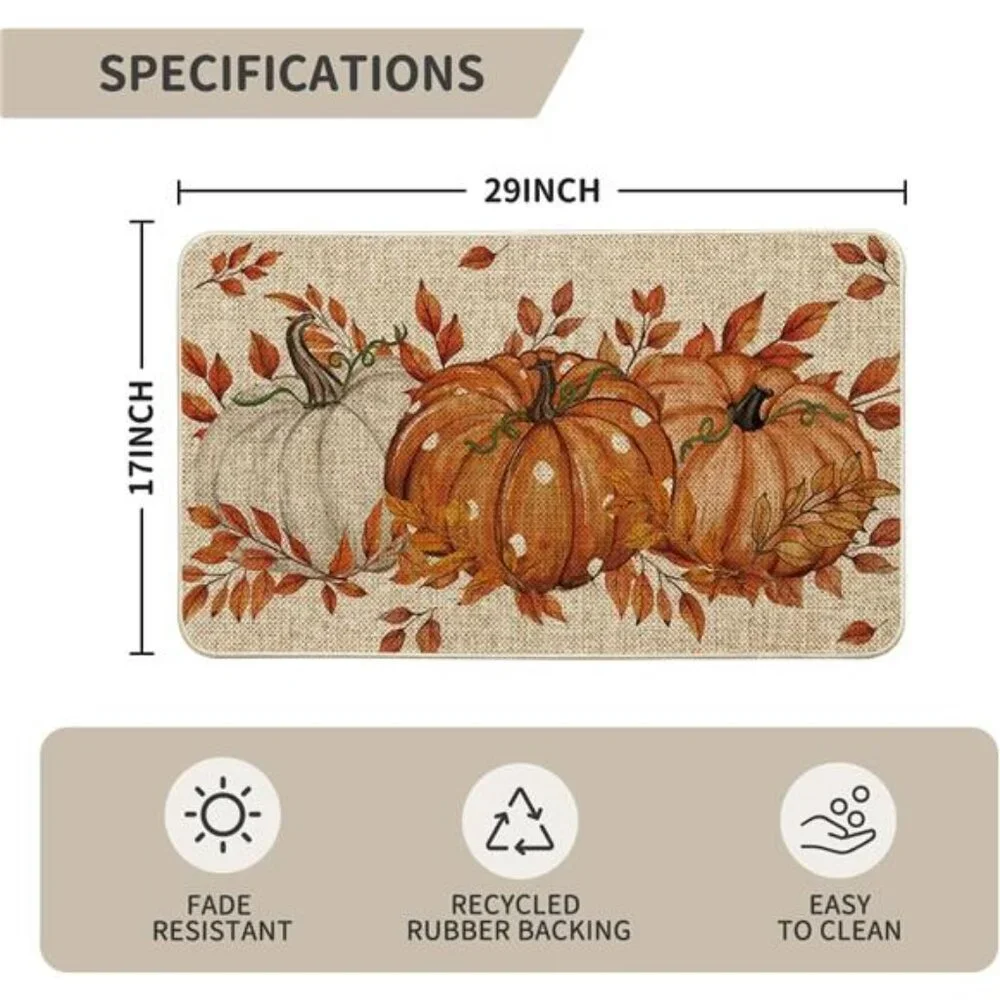 Orange Dot Pumpkin Eucalyptus Fall Doormat, Low-Profile, Indoor/Outdoor, 17x29‎